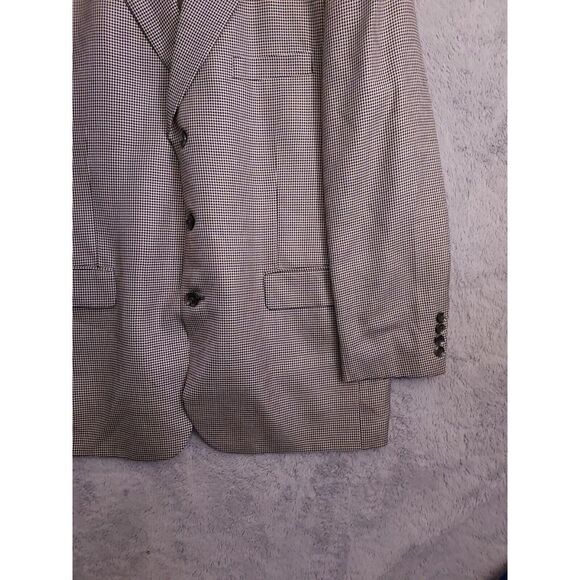 Stafford Blazer Mens 44R Silk Wool Blend Houndstooth Sport Coat Preppy Casual 44 - Picture 4 of 15